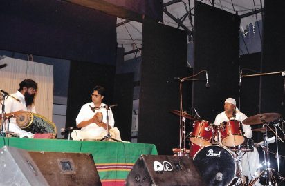 Yagnaraman July Fest-2010- Kaaraikkudi Mani, N.Amrit and Sivamani during the concert