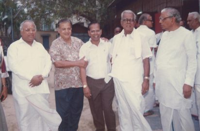 Dr.Nalli Kuppuswami Chetti, Sri Gemini Ganesan, Sri C.K.Nagesh , Sri R.Yagnaraman and Sri Marina alias Bharanidharan during the Inauguration of 6th Chithirai Nataka Vizha (05.04.97)